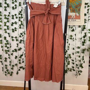 Free People paper bag tie waist midi skirt